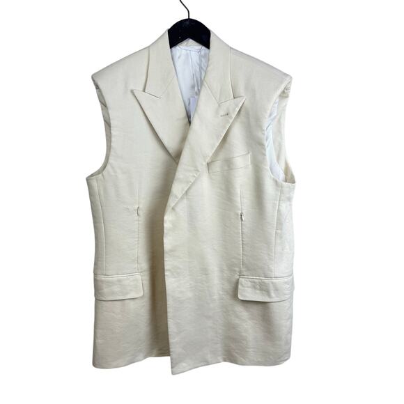 HELMUT LANG Oversized Linen-Blend Blazer Vest Large - Picture 10 of 14